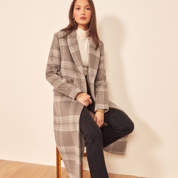 Reformation York Coat in Brown Check - Picture 6 of 6